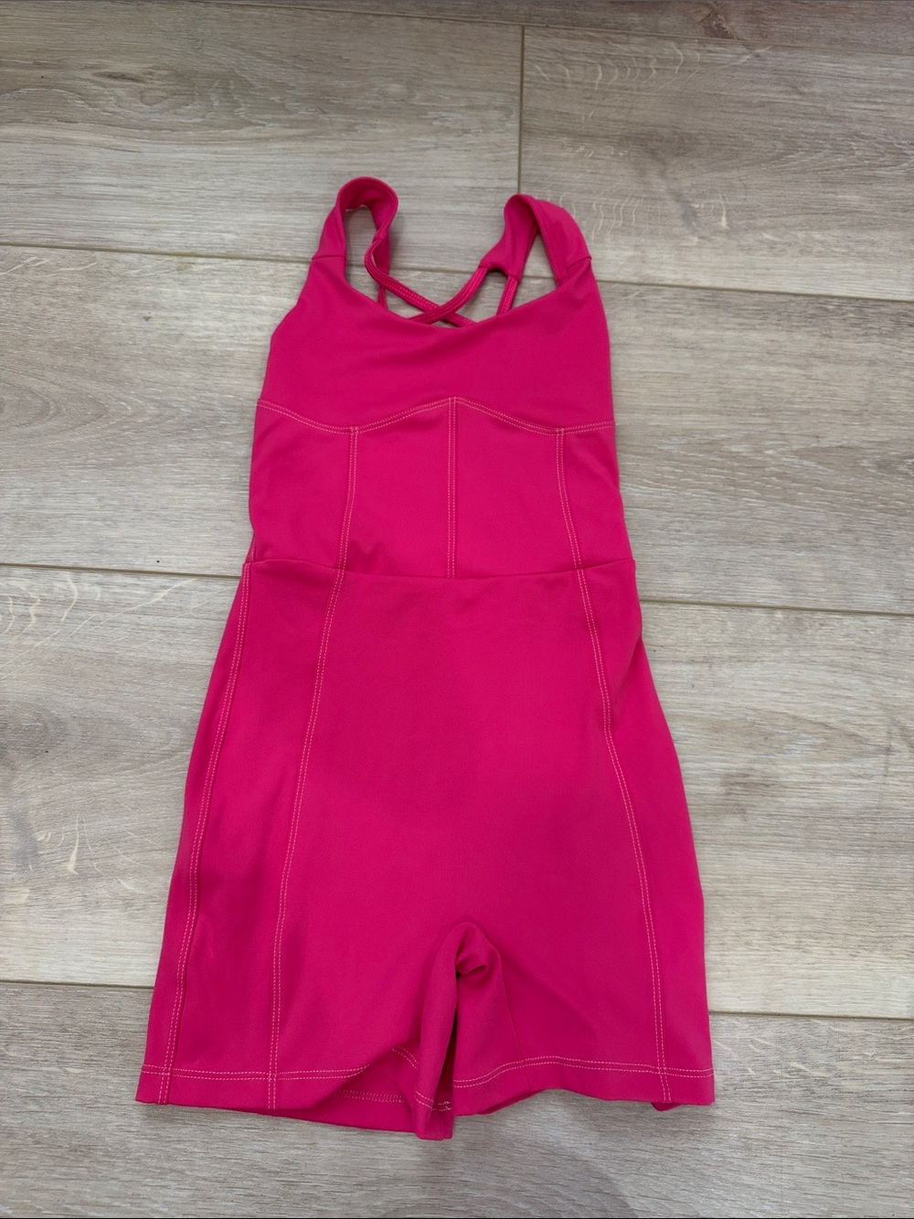 Five Dancewear Hot Pink Romper with Crossback Straps